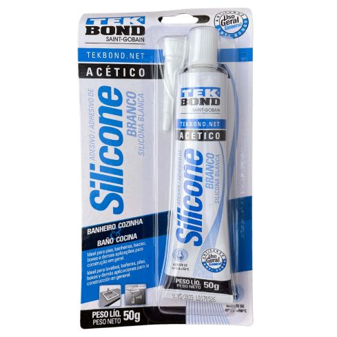 SILICONE ACETICO BRANCO COM BLISTER 50g - TEKBOND