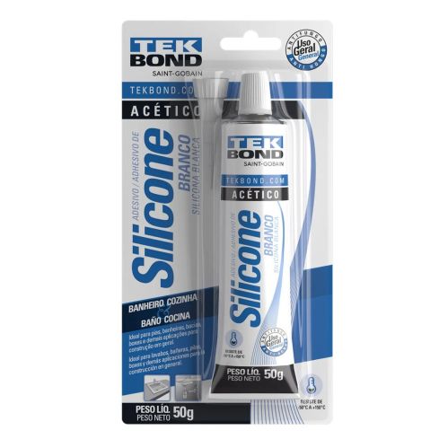 SILICONE ACETICO BRANCO COM BLISTER 50g - TEKBOND