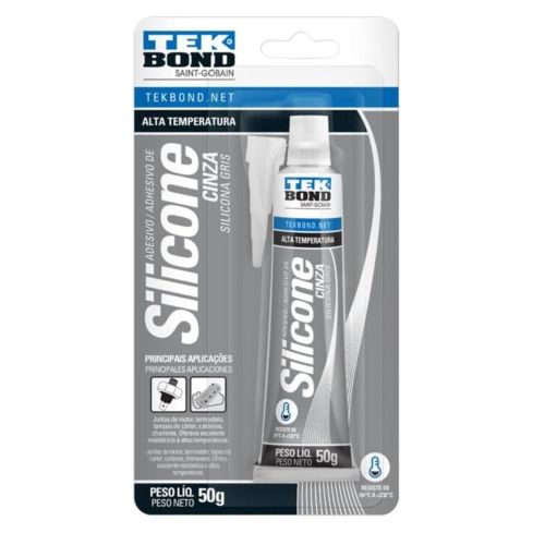 SILICONE ALTA TEMPERATURA CINZA 50g - TEKBOND