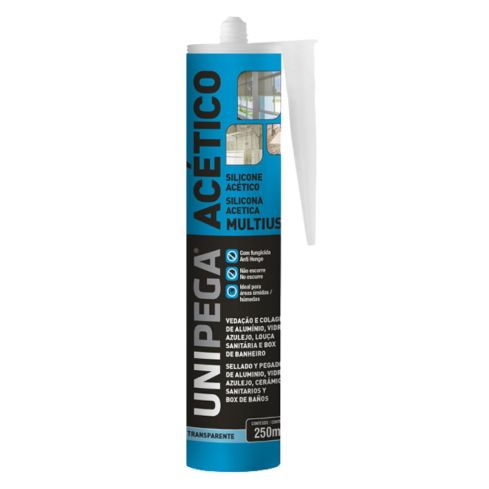 SILICONE ACETICO MULTIUSO INCOLOR 250ml - UNIPEGA