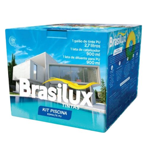 KIT PISCINA AZUL 1gl Tinta PU Azul1und Catal 900ml1lt Diluente PU 900ml - BRASILUX