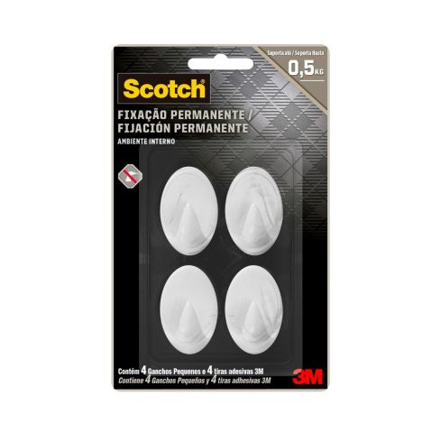 GANCHO TRANSPARENTE PEQUENO SCOTCH 4 GANCHOS - 3M