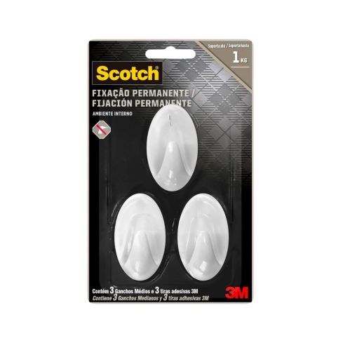 GANCHO TRANSPARENTE MEDIO SCOTCH 3 GANCHOS - 3M