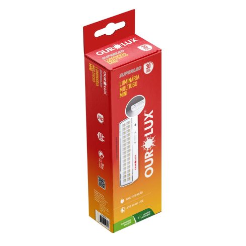LUMINARIA EMERGENCIA 30 Leds 2W Bivolt - OUROLUX