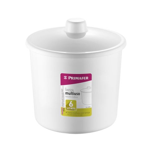 LIXEIRA MULTIUSO COM TAMPA BRANCA 6L - PRIMAFER