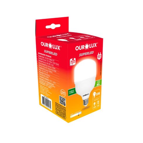 LAMPADA SUPER LED ALTA POT 30WBivolt6500K2500lum - OUROLUX
