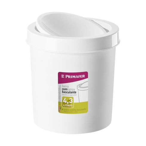 LIXEIRA REDONDA BASCULANTE BRANCA 43L - PRIMAFER
