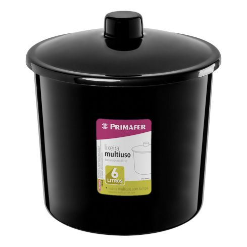 LIXEIRA MULTIUSO COM TAMPA PRETA 6L - PRIMAFER