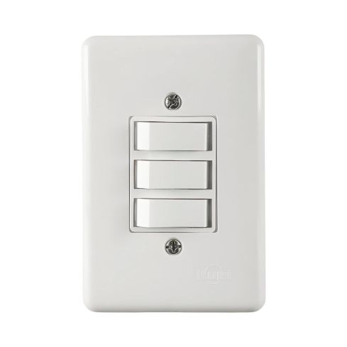 STYLUSINTERRUPTOR 3 TECLA 2 SIMPLES 1 PARALELA 6A 250V C PLACA 4X2 - ILUMI