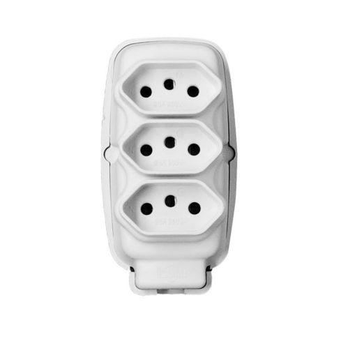 TOMADA EM BARRA TRIPLA 2PT 20A 250V CINZA - ILUMI