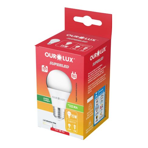 LAMPADA SUPER LED ALTA POT 15WBivolt6500K1350lum - OUROLUX