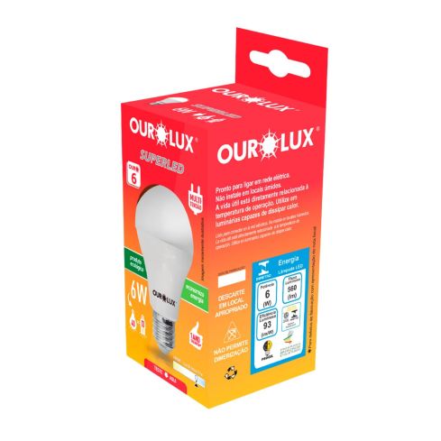 LAMPADA SUPER LED 6WBivolt6500k560lum - OUROLUX