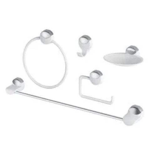 KIT BANHEIRO LAVELLO BRANCO CCROMADO 5 peças - HERC
