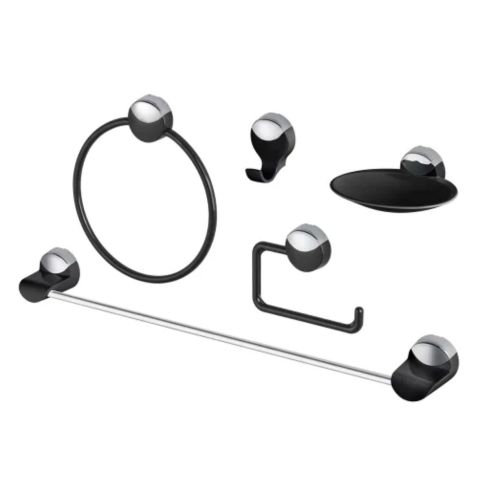 KIT BANHEIRO LAVELLO PRETO CCROMADO 5 peças - HERC