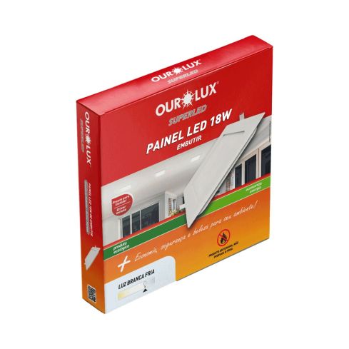 PLAFON LED QUAD EMBUTIR 18W 6500K - OUROLUX