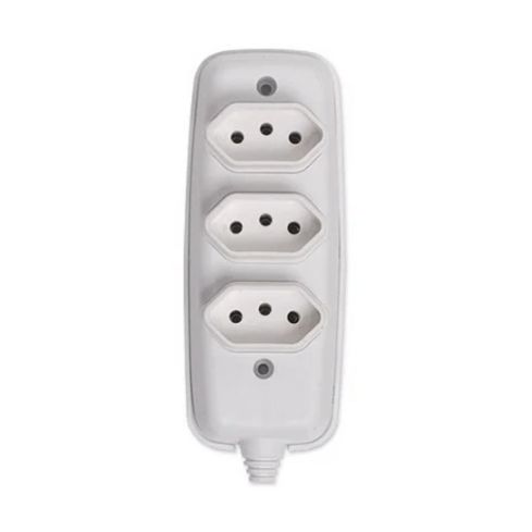 TOMADA EM BARRA TRIPLA 2PT 10A 250V CINZA - ILUMI