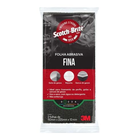 FOLHA ABRASIVA SCOTH BRITE CINZA FINA 110x225 - 3M
