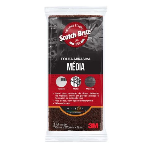 FOLHA ABRASIVA SCOTH BRITE VERMELHO MEDIA 110x225 - 3M