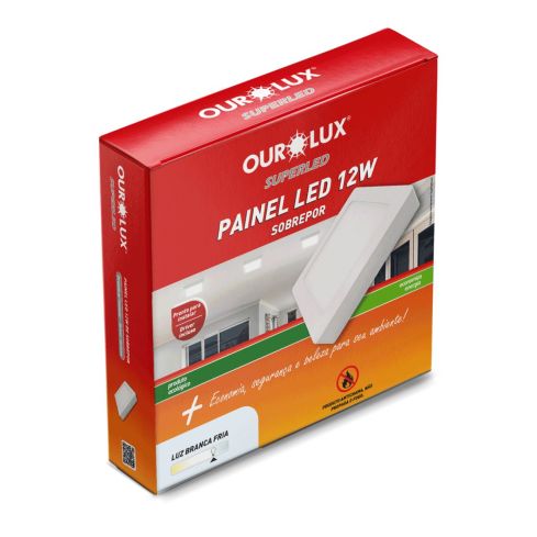 PLAFON LED QUAD SOBREPOR 12W 6500K 163x163mm - OUROLUX