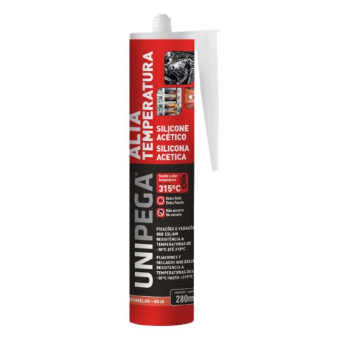 SILICONE ACETICO ALTA TEMP VERMELHO 280ml - UNIPEGA