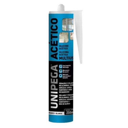 SILICONE ACETICO MULTIUSO BRANCO 250ml - UNIPEGA