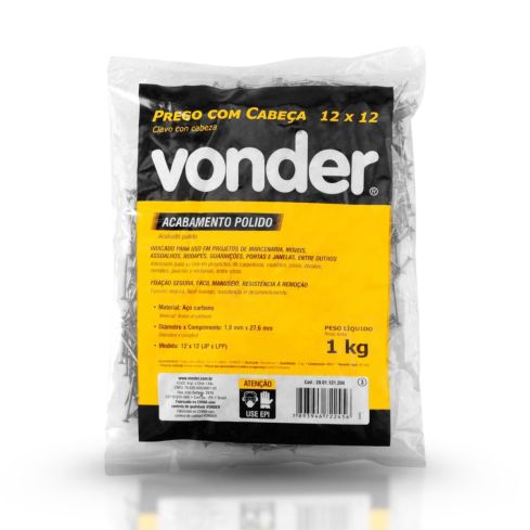 PREGO COM CABECA 12X12 POLIDO 1kg - VONDER