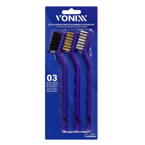 ZACS KIT DE ESCOVAS DETALHAMENTO AUTOMOTIVO 3 peças - VONIXX
