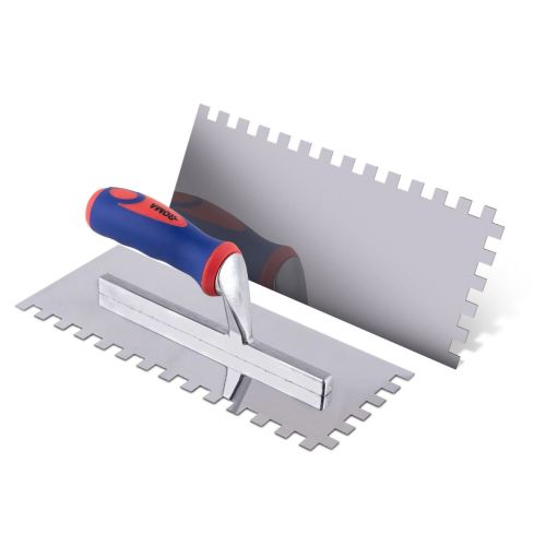 DESEMPENADEIRA ACO INOX DENTADA CABO EMBORRACHADO 28x12cm - ROMA