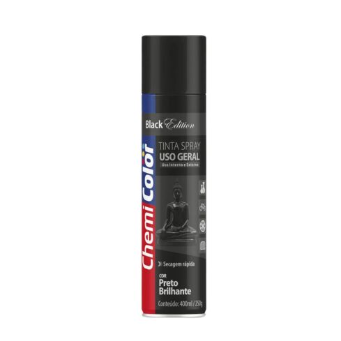 TINTA SPRAY UG PRETO BRILHANTE 400ml - CHEMICOLOR