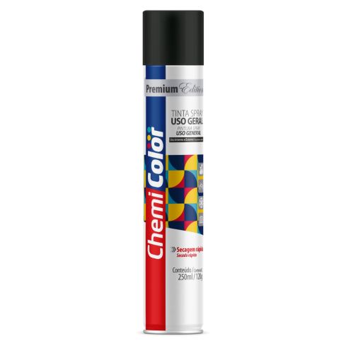 TINTA SPRAY UG PRETO BRILHANTE 250ml - CHEMICOLOR