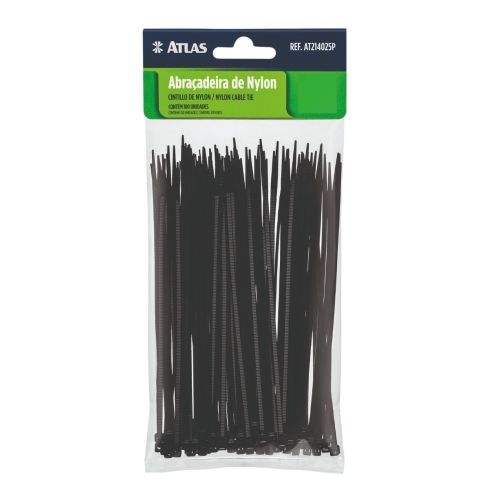 ABRACADEIRA NYLON PRETA 140x36mm c100un - ATLAS