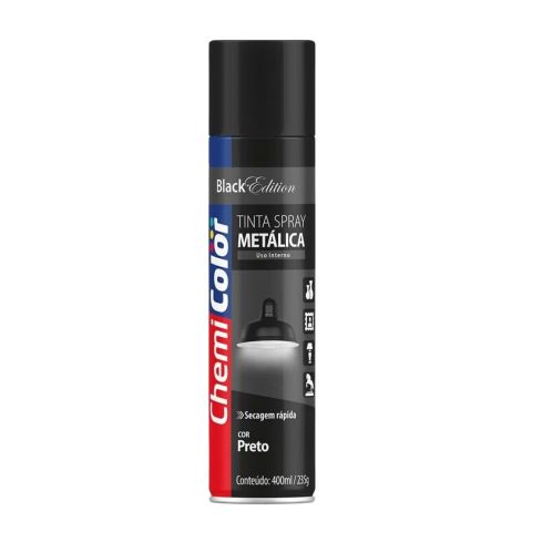 TINTA SPRAY METALICA PRETO 400ml - CHEMICOLOR