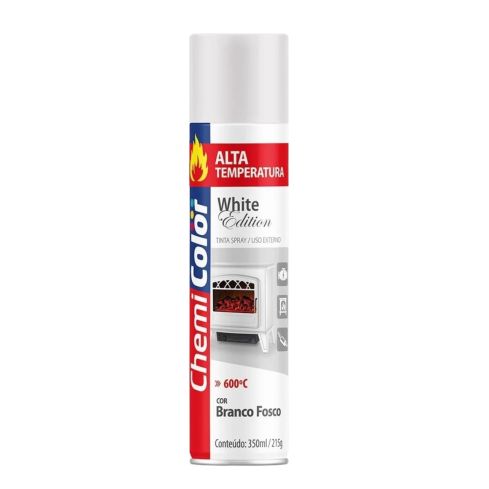 TINTA SPRAY ALTA TEMPERATURA BRANCO FOSCO 350ml - CHEMICOLOR