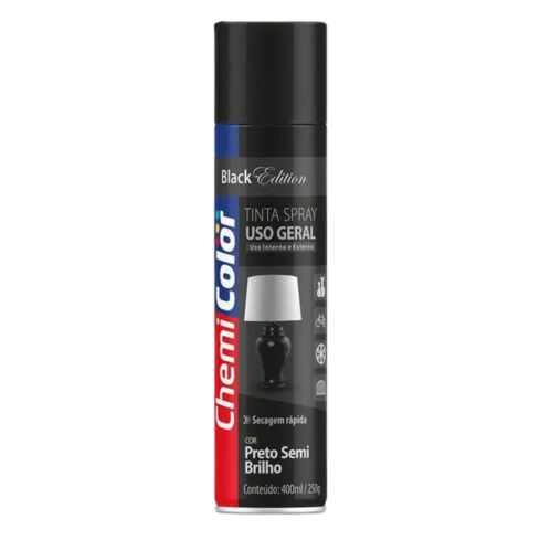 TINTA SPRAY UG PRETO SEMIBRILHO 400ml - CHEMICOLOR