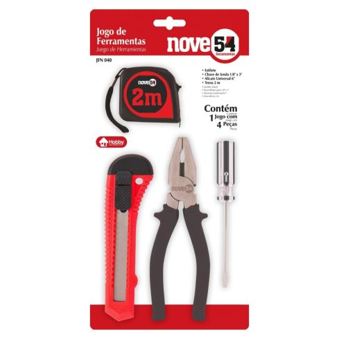 JOGO FERRAMENTAS c 4 Pecas JFN040 Blister - NOVE54