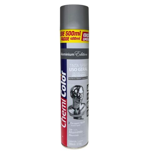 TINTA SPRAY UG ALUMINIO LEVE 500ml PAGUE 400ml - CHEMICOLOR