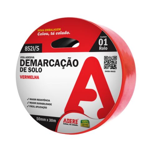 FITA DEMARCACAO SOLO 852IS VERMELHA 50mmX15m - ADERE