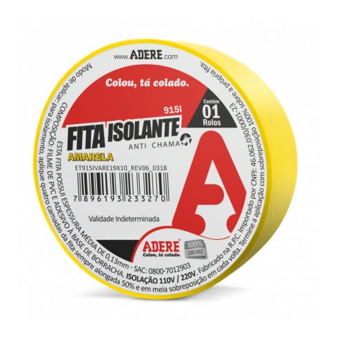 FITA ISOLANTE AMARELA 18mmX5m - ADERE