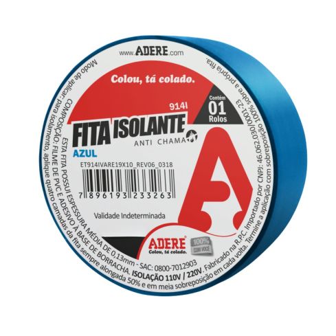 FITA ISOLANTE AZUL 19mmX5m - ADERE