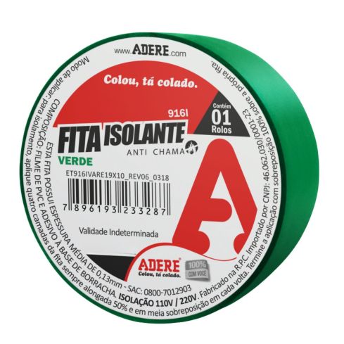 FITA ISOLANTE VERDE 18mmX5m - ADERE
