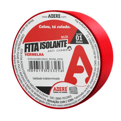 FITA ISOLANTE VERMELHA 18mmX5m - ADERE