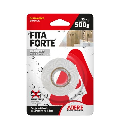 FITA FORTE DUPLA FACE ESPUMA AREAS ÚMIDAS 24mmX15m - ADERE