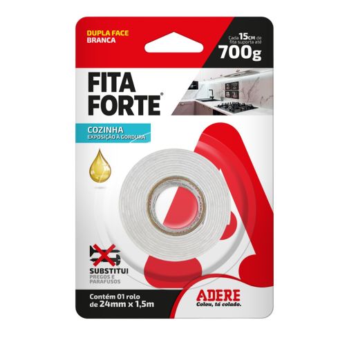 FITA FORTE DUPLA FACE ESPUMA AREAS GORDUROSAS 24mmX15m - ADERE