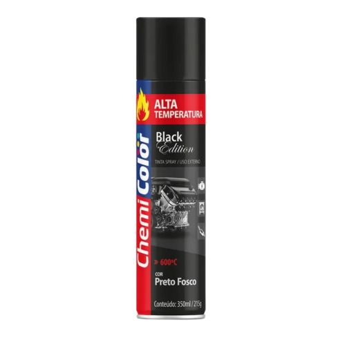 TINTA SPRAY ALTA TEMPERATURA PRETO FOSCO 350ml - CHEMICOLOR