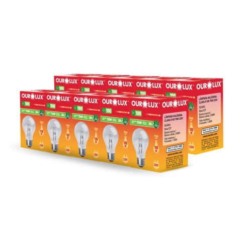 LAMPADA ECO HALOGENA CLARA H100 70W 220V - OUROLUX